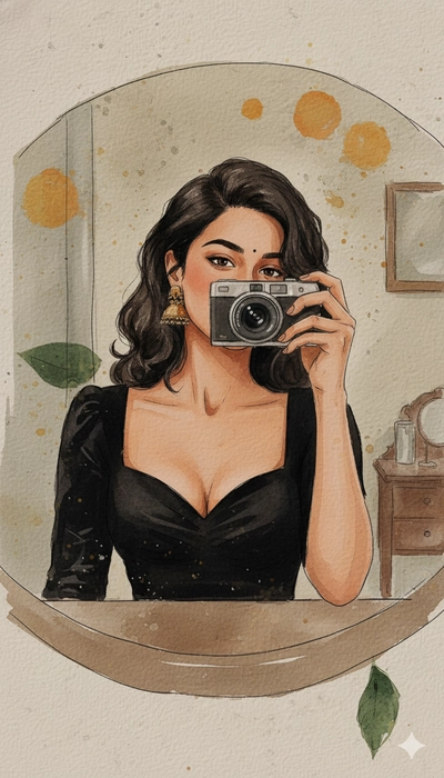 A fitting title for this image would be "Vintage Reflection."