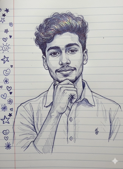 A realistic ballpoint pen sketch