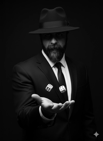 A striking black and white portrait photograph of a distinguished