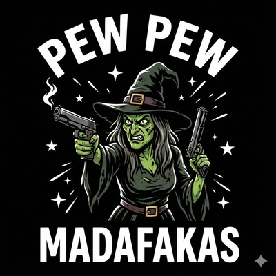 A t-shirt design witch
