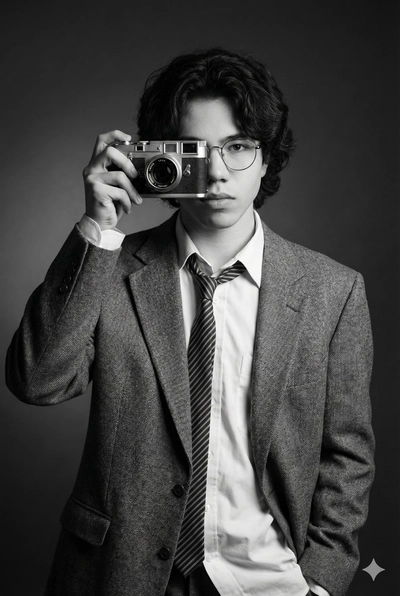 Aesthetic black-and-white editorial portrait