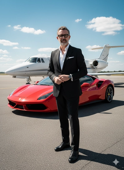 Avião carro e homem