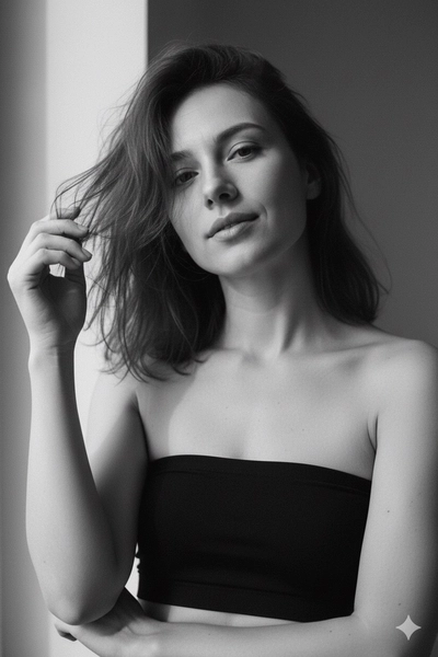 Black and white cinematic portrait