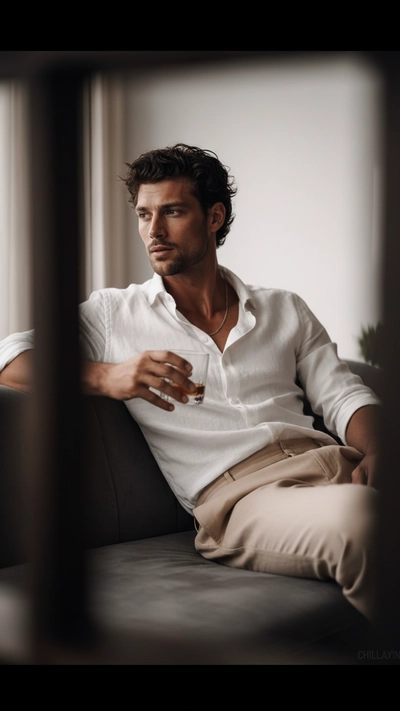 Cinematic Male Fashion Portrait – Side Gaze & Moody Elegance
