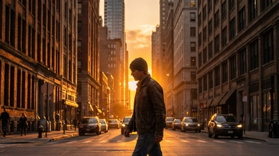CITY STREET SUNSET