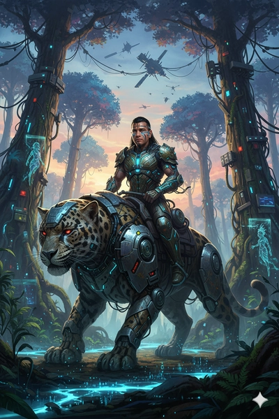Concept art guerreiro high-tech
