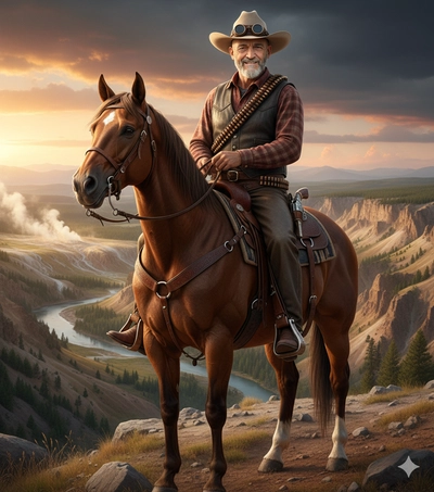 Cow boy en Yellowstone