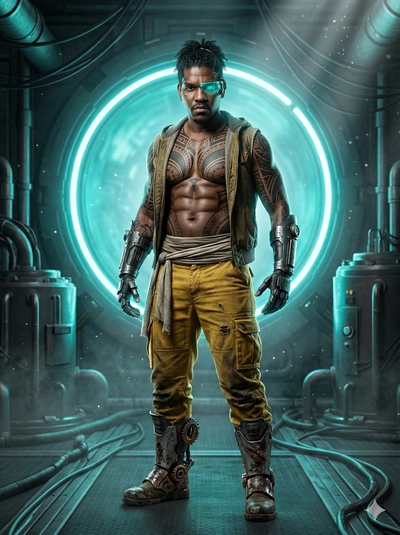 cyberpunk sci-fi warrior