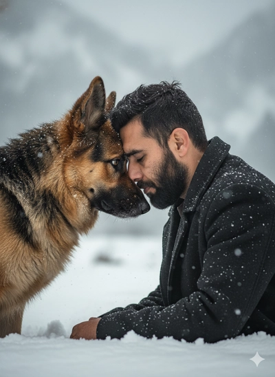 Dog Loves Man