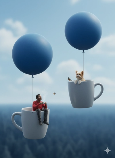 Dois enormes balões azul-escuros