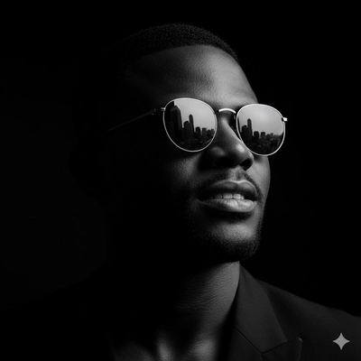 Dramatic, ultra-realistic close-up in black
