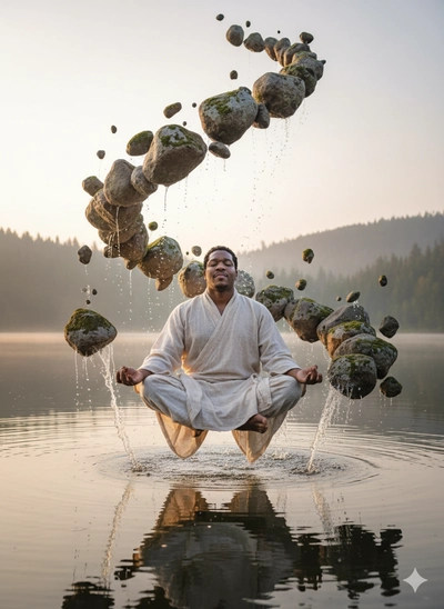 em posição de lótus meditativa