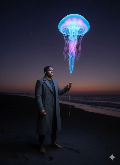 enorme água-viva bioluminescente