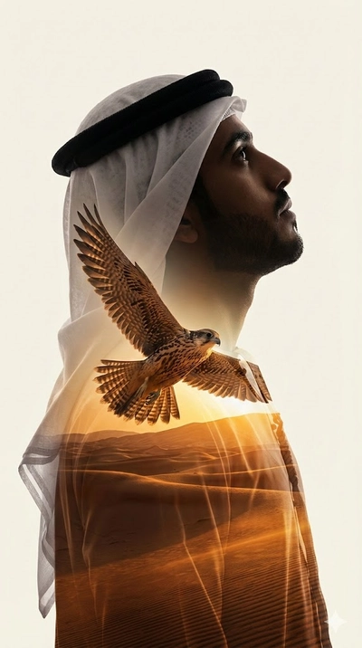 Falcon’s Vision – Double Exposure Portrait