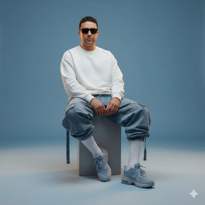 Futuristic Calm – Editorial Studio Portrait