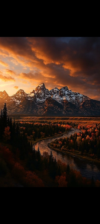 “Golden Sunset Mountain Valley”