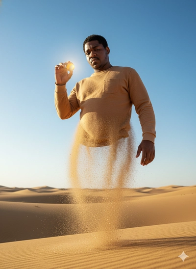 grãos de areia dourada e partículas de poeira