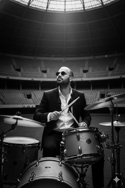 ​He is playing the drums