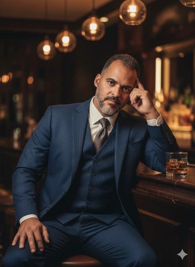Homem empresário num bar chique