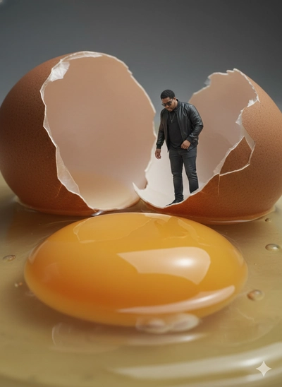 jagged edge of a massive cracked brown eggshell