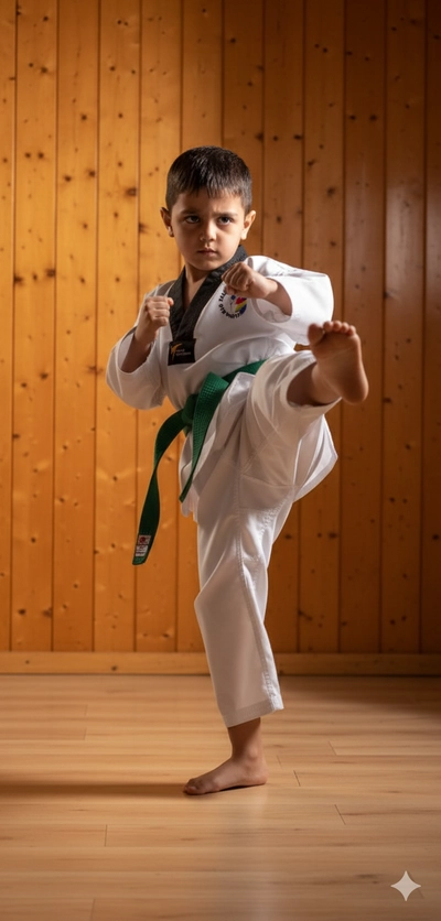 Kid doing Karate Pose