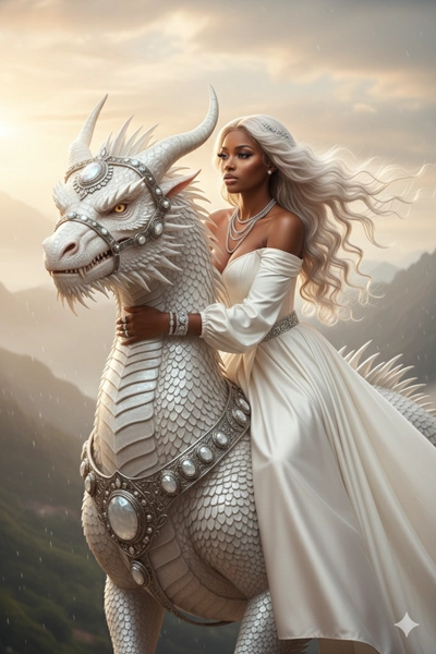 majestoso dragão branco com escamas