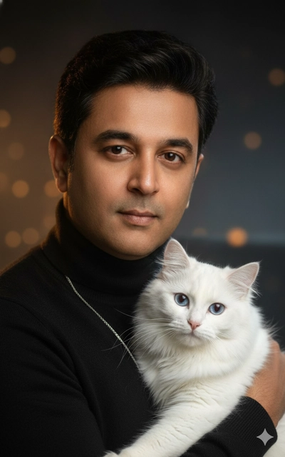 Man with a cat
