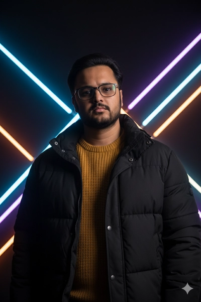 Man with Neon Lights