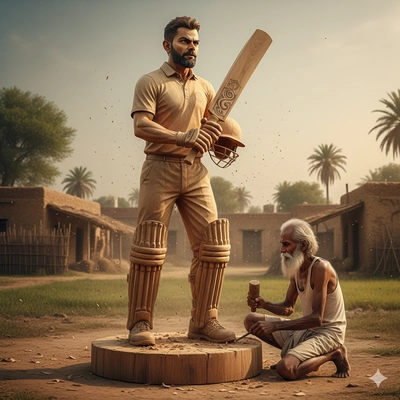 MASTER PROMPT Create an ultra-realistic, cinematic wooden statue carving scene based on the provided
