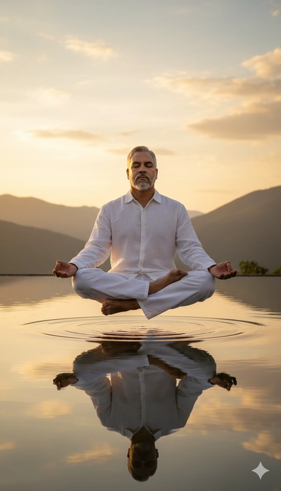 Meditating in lotus pose