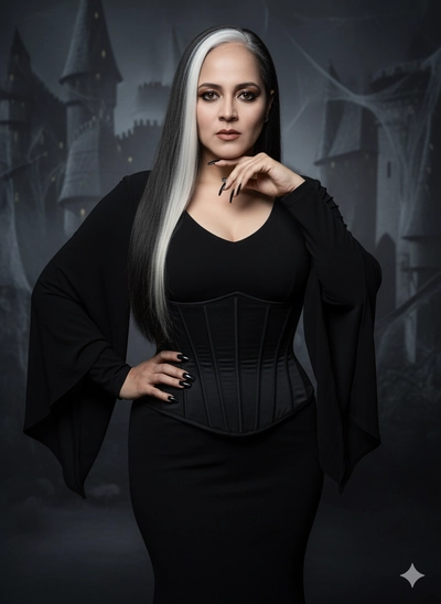 Mortícia Addams com mecha branca