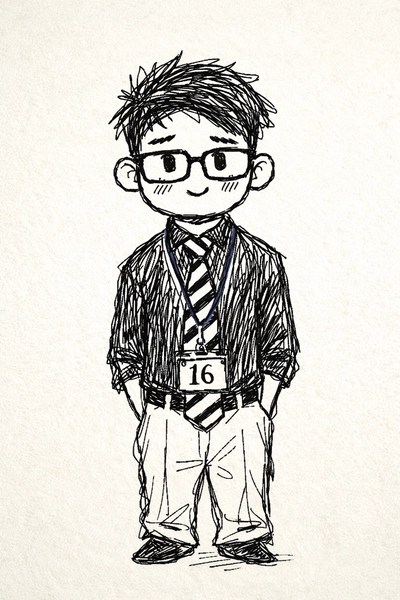 Naive Scribble Portrait – Childlike Line-Art Character Study