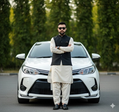 Pakistani tradition dress with car
