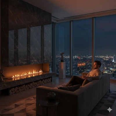 Penthouse Fireplace Modern Luxury