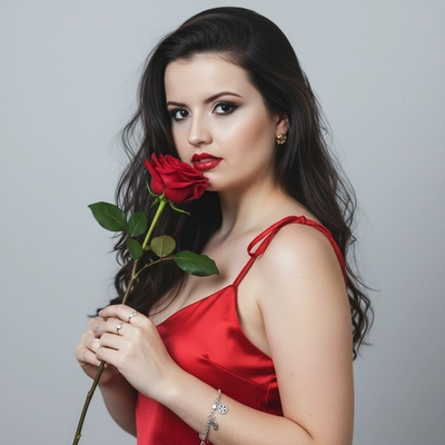 Red Dress, Dark Secrets: Floral Elegance