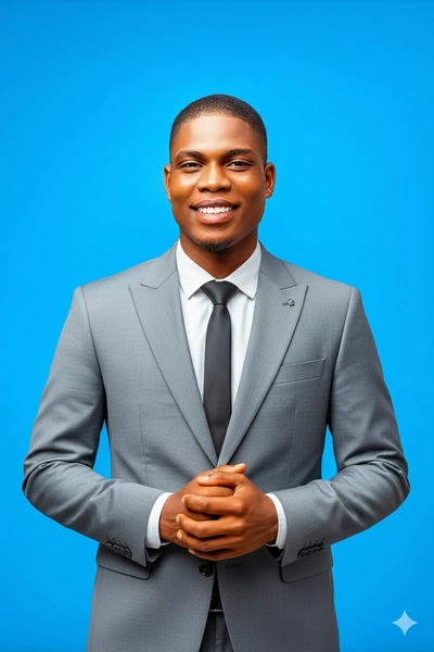 Replace the current outfit with a stylish ash-colored suit