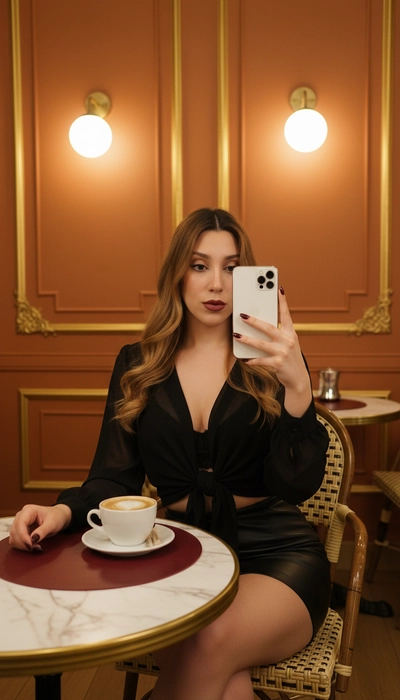 Ronika selfie in Cafe