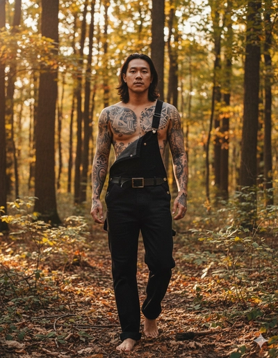 Rugged man in the woods