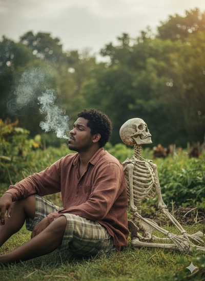 smoking a cigarette,