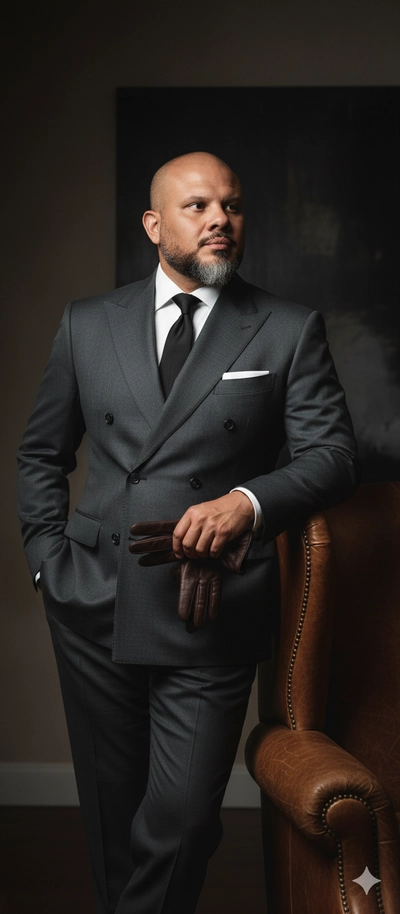 Sophisticated, cinematic studio portrait of a man