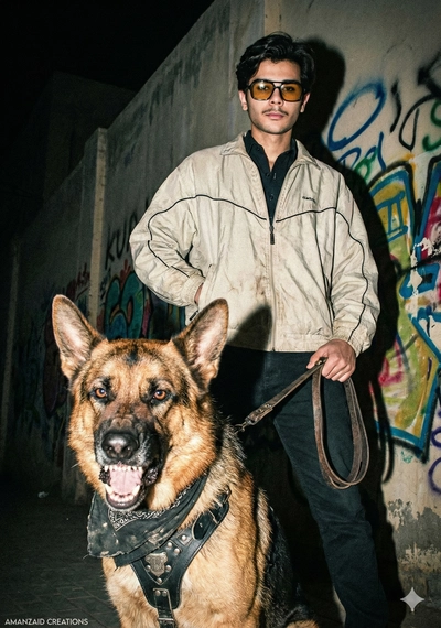 Street  photo with dog