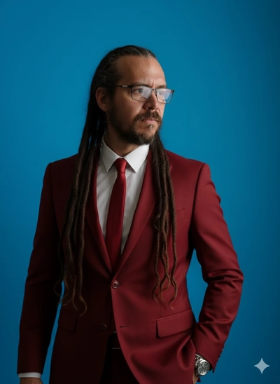 Traje elegante rojo
