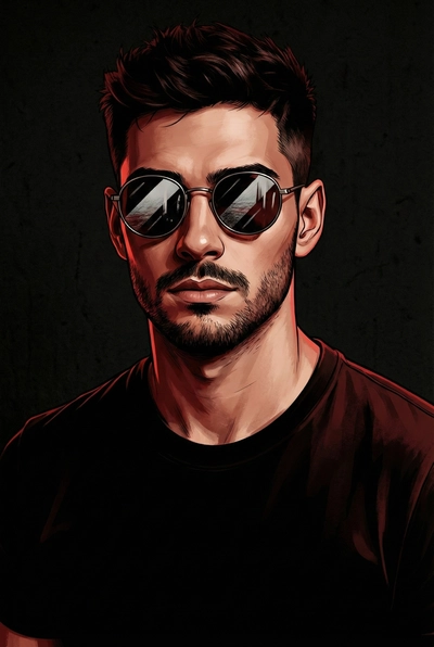 Ultra-Realistic Graphic Novel Noir Portrait (Red & Black)
