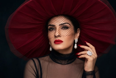Veil of Desire: Crimson Elegance
