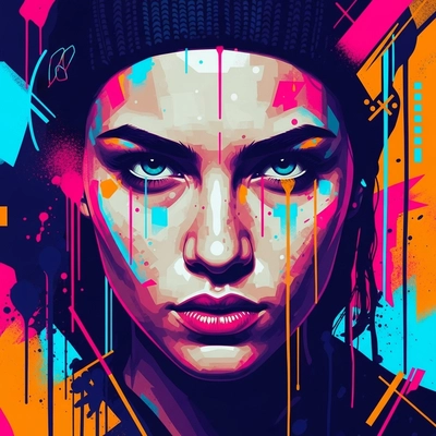 Vibrant Abstract Graphic Art Portrait