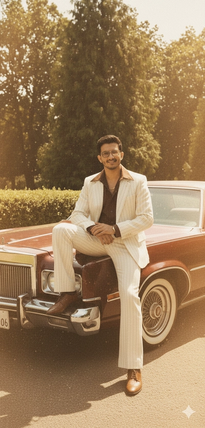 Vintage 1970s Bollywood film aesthetic